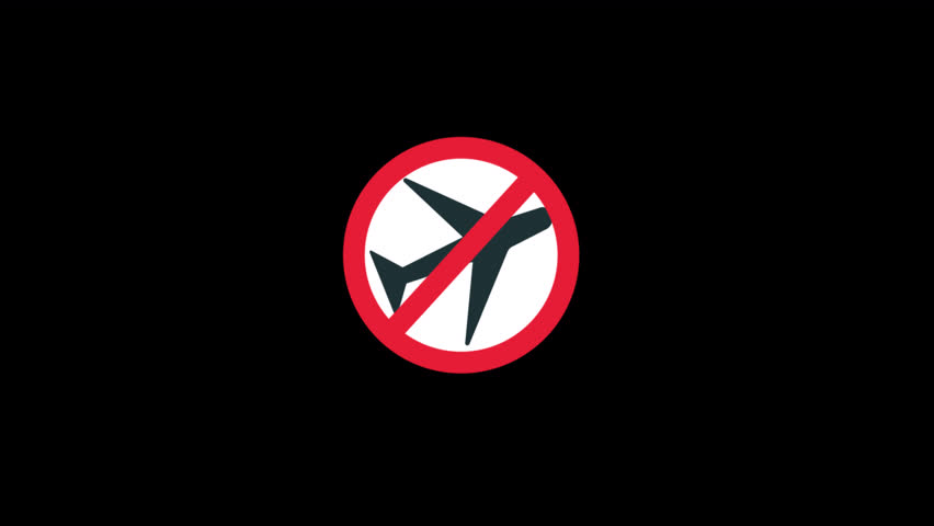 No Flying. Flight Prohibited Icon Animation Video - Transparent