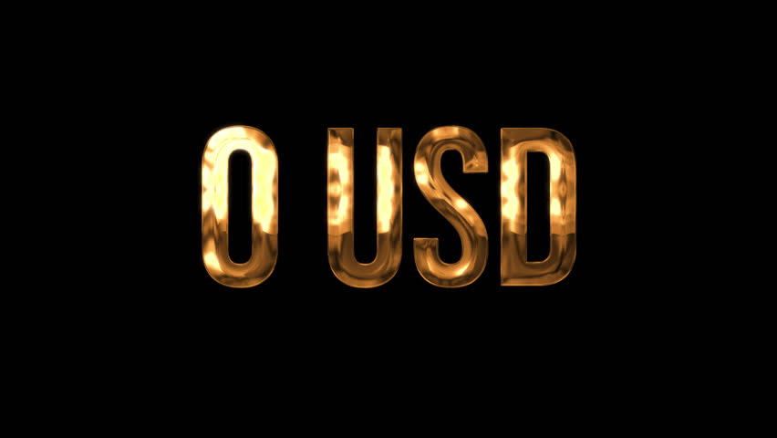 flaying number with usd dollar counting text from 0 to 8000 usd with gold ink drops on a black background