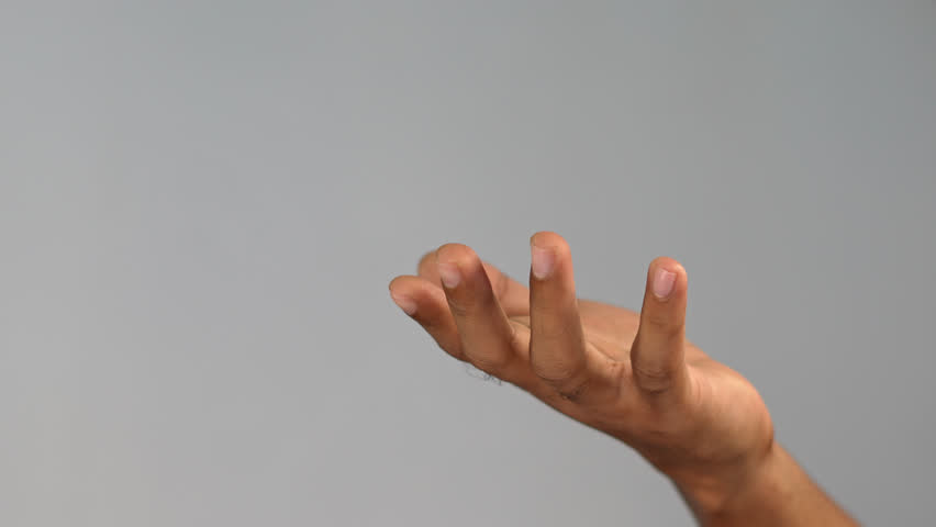 Hand Gesture Showing Come Here Sign — Finger Point and Bend Gesture on Studio Background