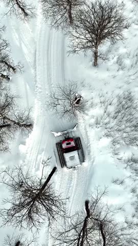 Freeride skiing down the untouched terrain of a remote mountain in wilderness. Riding in fresh powder snow