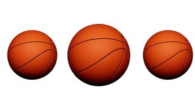 Three 3D orange basketballs aligned in perspective over a clean white background. Perfect for sports concepts, motion graphics, digital design, or projects related to basketball and athletic energy. - Powered by Shutterstock - Get 15% off with code: PIKWIZARD15