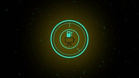 Futuristic battery charging indicator full power 100 percent glowing neon blue digital interface - Powered by Shutterstock - Get 15% off with code: PIKWIZARD15