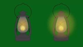 Old Style Burning Lamp on Green Screen | Antique Lantern Light VFX Element - Powered by Shutterstock - Get 15% off with code: PIKWIZARD15