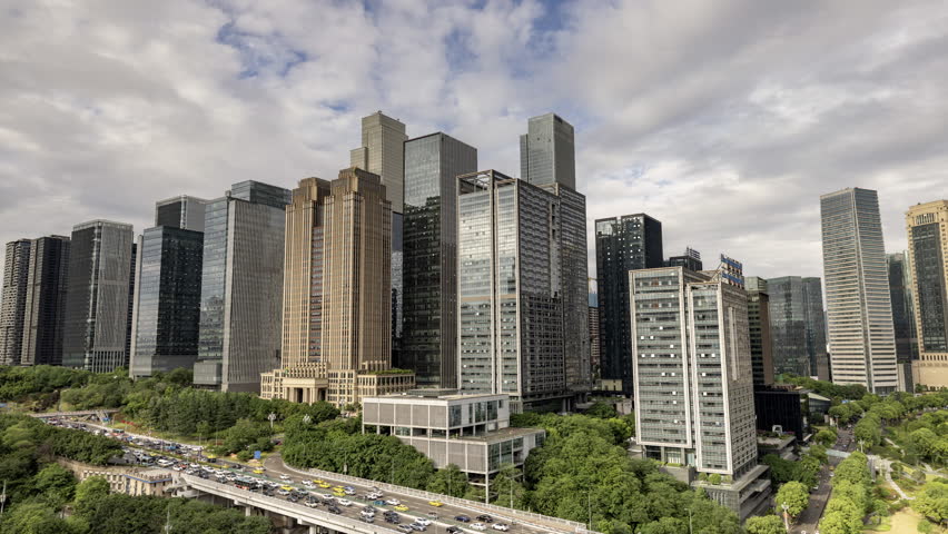 Timelapse of the amazing Chongqing city skyline from a high vantage point