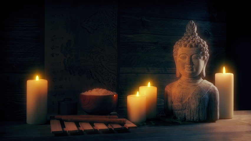 Zen Interior With Candles And Buddha Figure