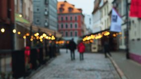 Street scene depiction, Romantic urban scene featuring lights reflections and pedestrian activity - Powered by Shutterstock - Get 15% off with code: PIKWIZARD15
