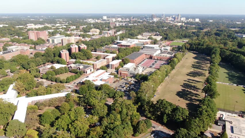 4K Daytime Aerial Drone Clips of the North Carolina State University Campus in Raleigh North Carolina