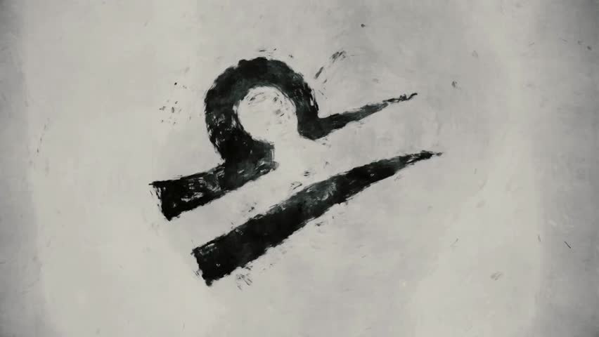 Symbol represents Libra constellation, showcased through smooth animation. Minimalist design highlights elegance and modernity, set against a soft, muted background.