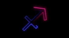 Arrows in vibrant neon colors move dynamically, creating a mesmerizing effect against a black backdrop. Represents Sagittarius zodiac sign with lively animation and bright hues. - Powered by Shutterstock - Get 15% off with code: PIKWIZARD15