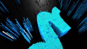 Electric blue shapes emerge and pulse in a dark setting creating captivating visual effects. Geometric forms rise and fall, demonstrating vibrant data representation. - Powered by Shutterstock - Get 15% off with code: PIKWIZARD15