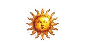 Radiant Sun A Hand-Drawn Illustration of a Golden Solar Sphere with Fiery Rays	 - Powered by Shutterstock - Get 15% off with code: PIKWIZARD15