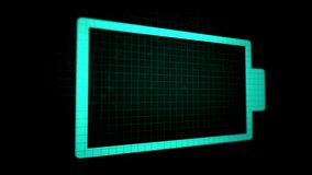 Dynamic representation of energy flow and battery charging status displayed on modern digital interface. Animation highlights transitions and levels of battery power over time. - Powered by Shutterstock - Get 15% off with code: PIKWIZARD15