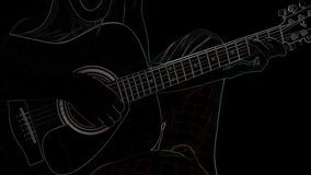 A young man playing an acoustic guitar with a color edge effect - Powered by Shutterstock - Get 15% off with code: PIKWIZARD15
