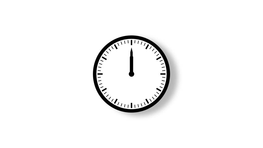 Clean, modern analog clock face with fast-moving hands showing time passing. Ideal for concepts like deadlines, urgency, time lapse, business, and schedules. Minimalist design on a white background. L