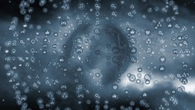 Glowing clock emerging, swirling social icons, drifting mist forming globe showing time progression. Futuristic, digital, technology, connectivity, visualization, abstract, innovation - Powered by Shutterstock - Get 15% off with code: PIKWIZARD15