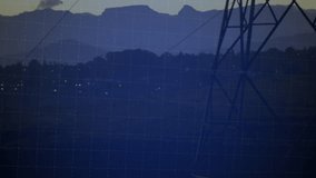 Bars growing on grid overlay, trend line and waveform animating, tower rising showing energy data. Data visualization, energy infrastructure, digital analytics, technical illustration, industrial - Powered by Shutterstock - Get 15% off with code: PIKWIZARD15