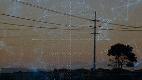 Camera panning right replacing pole with tower, code overlay intensifying suggesting data interface. Futuristic, digital, network, technology, innovation, landscape, sci-fi - Powered by Shutterstock - Get 15% off with code: PIKWIZARD15