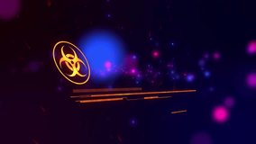 Fading amber biohazard icon starting EMERGENCY text changing subtitle urging immediate action. Digital, futuristic, alert, warning, interface, technology, neon - Powered by Shutterstock - Get 15% off with code: PIKWIZARD15