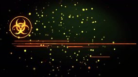 Dots drifting starting biohazard icon lines pulsing, text morphing into EMERGENCY urging action. Alert, warning, digital, hazard, interface, pulse, countdown - Powered by Shutterstock - Get 15% off with code: PIKWIZARD15