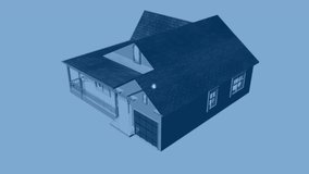 Icon starting magnifier sliding over 3D house revealing interior as nodes connecting file icons. Digital architecture, 3d visualization, futuristic, connectivity, network, smart home, innovation - Powered by Shutterstock - Get 15% off with code: PIKWIZARD15