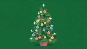 Animated Christmas Tree Festive Decorations Twinkling Lights Green Background Holiday - Powered by Shutterstock - Get 15% off with code: PIKWIZARD15