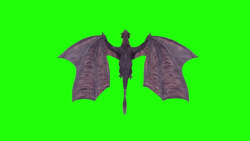 A menacing, fantasy dragon powerfully flapping its wings in a dramatic, aggressive motion. This 3D animation or VFX clip is designed for a Halloween context, suggesting horror, fear, and a monstrous