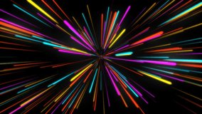 A vibrant neon hyperspace warp tunnel animation with colorful light streaks rushing toward the viewer, creating a dynamic fast-travel effect. Perfect for sci-fi intros, futuristic motion graphics. - Powered by Shutterstock - Get 15% off with code: PIKWIZARD15