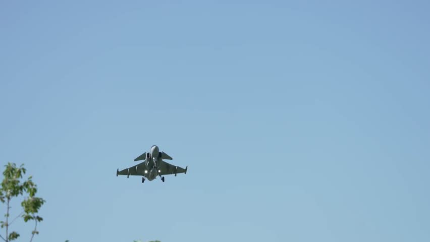 Gripen fighter jet in flight near Gothenburg, Sweden