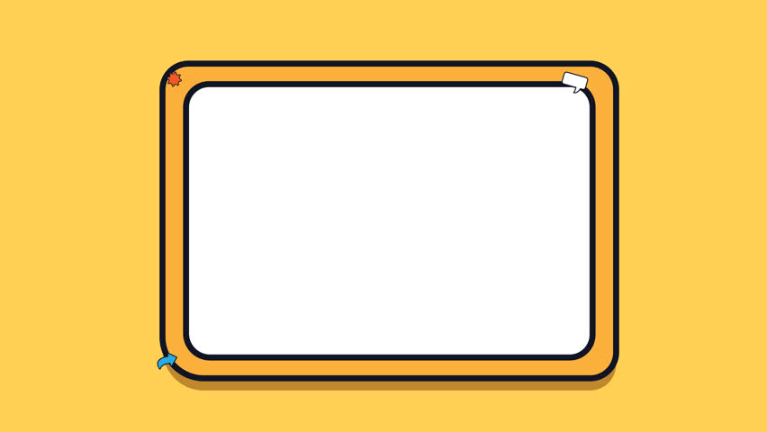 Animated cute thumbnail frame with colorful cartoon shapes and playful border elements, suitable for social media background.