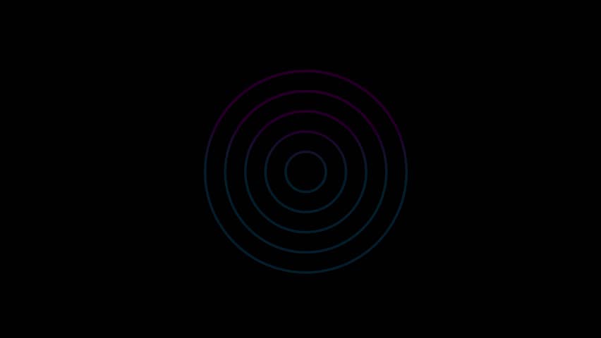 Abstract Radial Pattern Animation Concurrent Rings with Colour Gradient on (Chroma Key)