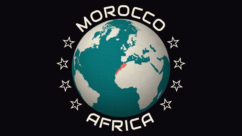 Animated zoom into Morocco on a globe in a teal and pale mint color palette. Features the country's map with meridians and parallels in a modern design. The globe rotates, symbolizing travel and geography. - Powered by Shutterstock - Get 15% off with code: PIKWIZARD15