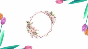 An exquisite watercolor floral frame featuring pink and purple flowers, butterflies, and a geometric shape, adding a touch of delicate elegance to any design. - Powered by Shutterstock - Get 15% off with code: PIKWIZARD15