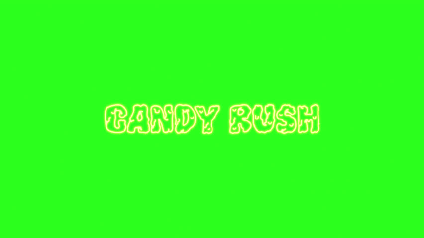 CANDY RUSH Animated Motion Title Intro on Green Background