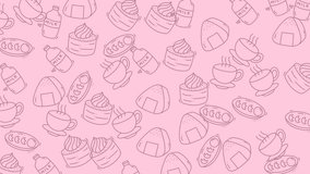 Food doodle pattern ideal for food blogs, menu designs, and foodrelated projects, featuring vibrant, playful elements on a pink background. - Powered by Shutterstock - Get 15% off with code: PIKWIZARD15