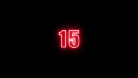 Neon countdown timer from 15 to 0 animation isolated on black background - Powered by Shutterstock - Get 15% off with code: PIKWIZARD15