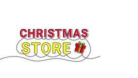 Animation continuous line drawing Christmas store symbol. animated text Xmas shop linear icon. Motion Holiday shopping outline banner. 60fps - Powered by Shutterstock - Get 15% off with code: PIKWIZARD15