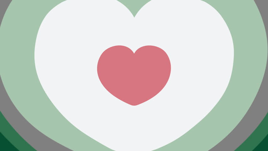 Pulsating red heart animation with white and green Christmas rings forming a seamless loop, perfect motion background for festive intros, reels, and holiday overlays.