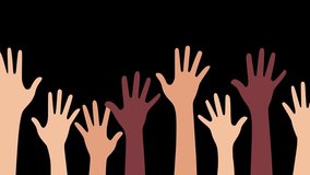 Diversity Hands Raising Up Animation: Multicultural Community Participation, Unity, and Inclusive Teamwork Concept - Powered by Shutterstock - Get 15% off with code: PIKWIZARD15