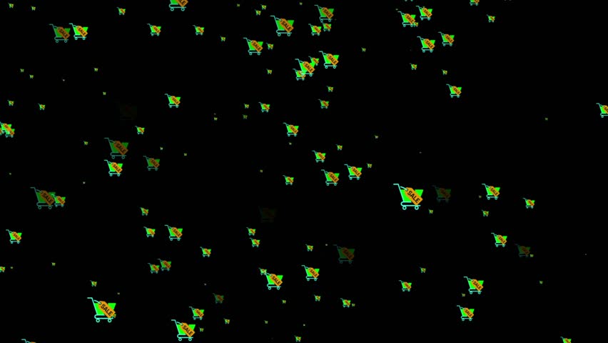 Numerous Shopping Carts with Sale Tags on Black Background. Premium random Shopping Cart Particles 4k Animation. - Powered by Shutterstock - Get 15% off with code: PIKWIZARD15