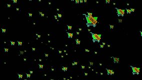Shopping Cart Sale Icons Falling on Black Background. Premium random Shopping Cart Particles 4k Animation. - Powered by Shutterstock - Get 15% off with code: PIKWIZARD15