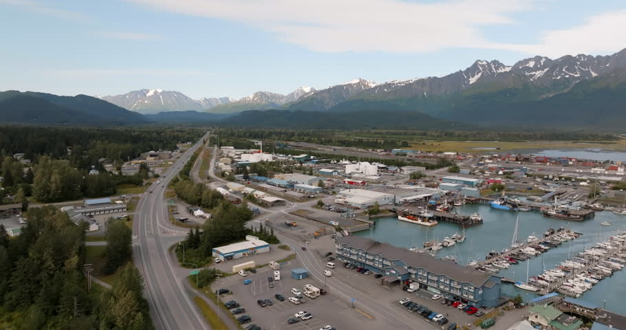 City of Seward aerial view, Alaska