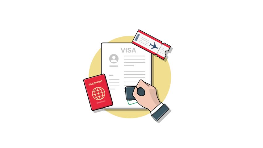 4k Hand Giving Approval to Visa Application. Visa Approval Concept Animation Video 