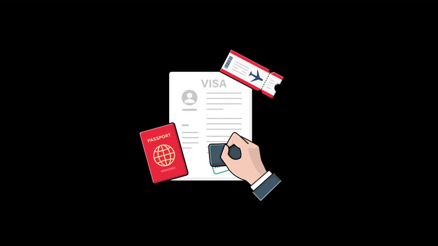 Animated Hand Giving Approval to Visa Application. Visa Approval Concept Video - Transparent