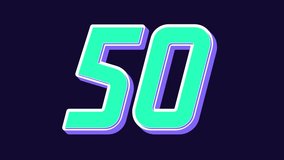 50 second countdown timer with bold turquoise numbers and purple shadow on dark navy background. Perfect for video editing, deadline reminders, presentations, and digital media projects - Powered by Shutterstock - Get 15% off with code: PIKWIZARD15