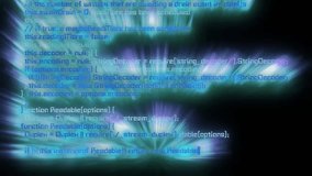 Futuristic terminal interface. Animated code with neon blue highlights and distortions. - Powered by Shutterstock - Get 15% off with code: PIKWIZARD15