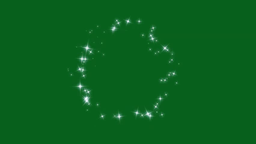 4k Magic glitter sparkle circling trail, glowing doodle stars, white twinkling stars, starlight dust line shimmering particles transition, shining twinkle transition on green screen background video