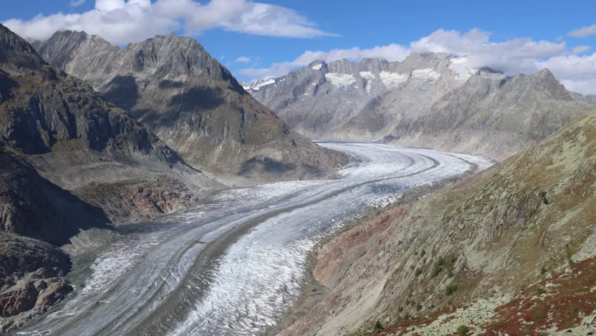 Large glacier on the mountain, Aletsch glacier Switzerland