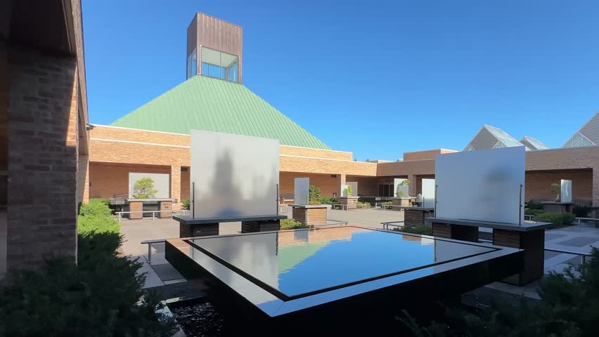 Searle Courtyard At The Chicago Botanic Garden In Glencoe, Illinois, United States. Wide Shot