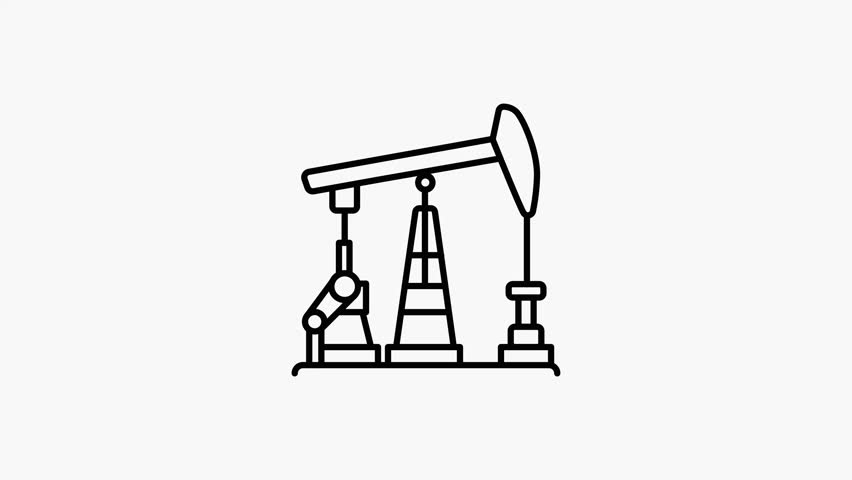 A line style animated icon showing oil well