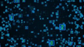 Digital Data Cloud Neon Numbers Floating Across Dark Grid. A futuristic abstract composition featuring glowing blue numbers scattered over a dark grid, evoking digital data, coding, and technology. - Powered by Shutterstock - Get 15% off with code: PIKWIZARD15